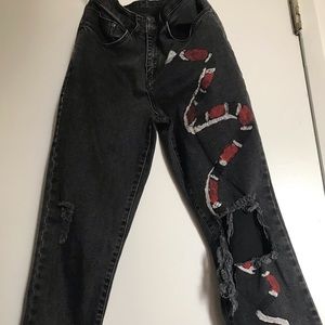 Highwaisted mom jean Hand painted TheRagged Priest